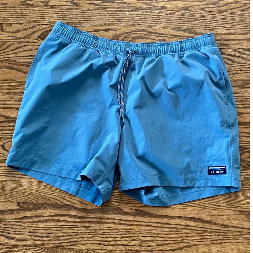 LL Bean Mens Bounder Shorts Blue Recycled Polyester Sorona XL 521556